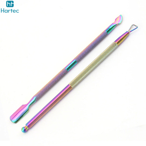 Good Quality Professional Rainbow Stainless Steel Cuticle <b>Nail</b> Pusher Set with Storage Case - 2-Piece Manicure <b>Tool</b> Kit - Product Image 2