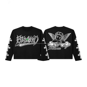 ชุดเซ็ตสองชิ้นดีไซน์เนอร์ทรงโอเวอร์ไซส์ผ้าคอตตอนวินเทจแบบย้อมสีเอซิด ทรงบ็อกซี่ ไหล่ตก พิมพ์ลายกราฟิก - Product Image 1