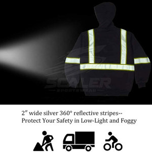 Low Price Safety <b>Work</b> Clothing Reflective Hoodies <b>Waterproof</b> ANSI Class 3 Drawstring Hood Pullover Hoodie Long Sleeve Apparel - Product Image 4