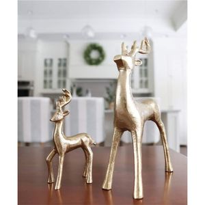Wholesale Luxury <b>Gold</b> Metal Reindeer Sculpture Modern Abstract Elk <b>Statue</b> Figurine Holiday Tabletop Christmas Home Decor Accent - Product Image 1