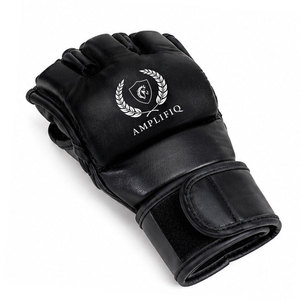 Gants de MMA en cuir pour adultes, design à doigts ouverts, sangle de poignet réglable, fermeture auto-agrippante pour la boxe, le grappling, l'entraînement en salle de sport - Product Image 6