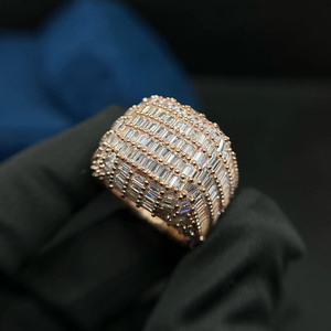 Fully Iced Out Baguette Cut Moissanite Diamond Men's Engagement <b>Ring</b> <b>Pinky</b> Boss <b>Ring</b> 925 Sterling <b>Silver</b> Hip Hop Style Jewelry - Product Image 1