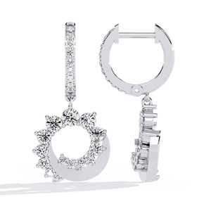 Pendientes de Diamantes Cultivados en Laboratorio con Corte Redondo de Diseño de Lujo, Oro de 14K, Certificados por IGI, para Regalo, Fiesta y Aniversario - Product Image 3