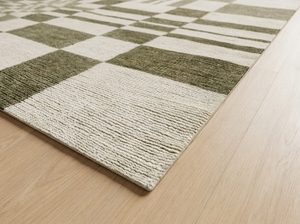 Tapis moderne noué à la main |   Tapis géométrique à carreaux abstraits pour la décoration du salon et de la chambre - Product Image 2
