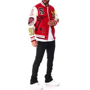 Wholesale Custom Wool Men Baseball Varsity Winter <b>Jacket</b> Stand Collar Eco Friendly Windproof Polyester Sleeve Blank Design - Product Image 6