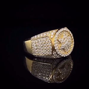Unique Iced Out 925 Silver Gold Plated Moissanite Hip Hop <b>Rings</b> for <b>Men's</b> with VVS Clarity GRA Certified - Product Image 2