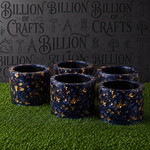 Pot de fleurs en résine bleu marine, jardinière décorative en résine, pot de plantes d'intérieur et d'extérieur, décoration pour la maison et le jardin - Product Image 4