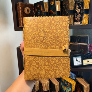 Handmade Floral Hardcover <b>Leather</b> Bound Journal Diary A5 Size Green Vintage Deckle Edge Cotton Paper Thread Sewn for Writing - Product Image 4