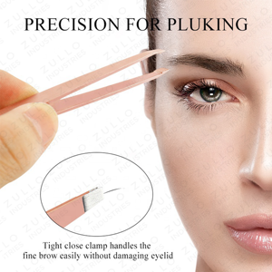 Professional Stainless Steel Slant Tip Eyebrow Tweezers with Comb Custom Logo Private Label Beauty <b>Tool</b> OEM - Product Image 6
