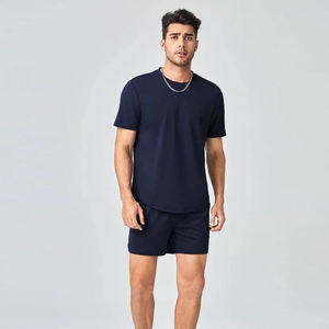 ANSARCO WEARS Ensemble T-shirt et short personnalisés pour homme, col rond, 100% fibre de bambou, éco-responsable, streetwear, OEM ODM - Product Image 1