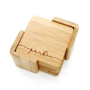 Posavasos Cuadrado Moderno de Madera, Grabado con Láser, de Madera de Nogal, Resistente al Calor, con Diseño Hueco, para Bar, Cafetería, Restaurante - Product Image 4