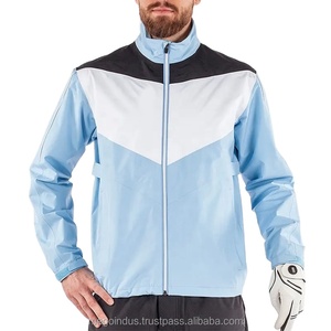 Vente en gros design personnalisé OEM vestes de golf d'extérieur pour hommes col haut zippé colour block imperméable veste softshell pour hommes - Product Image 1