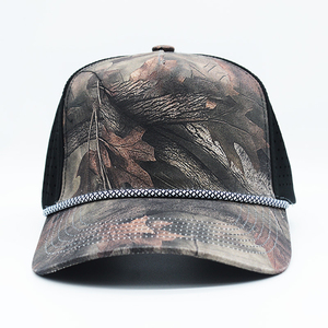 Mesh Baseball <b>Cap</b> With Rope Trim Breathable <b>Waterproof</b> Outdoor Casual Hat For Adults 6-Panel Fitted Style - Product Image 5