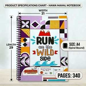 HAWAMAHAL A4 Spiral Writing Notebook 340 Pages 60 GSM Paper Exercise <b>Book</b> for Students and <b>Schools</b> - Product Image 3