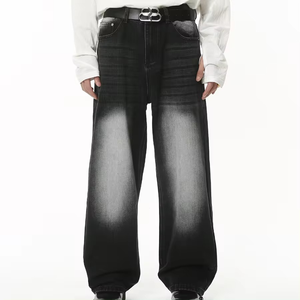 Jeans délavés vintage pour garçons, style streetwear, coupe ample unisexe, pantalon en denim décontracté pour hommes - Product Image 5