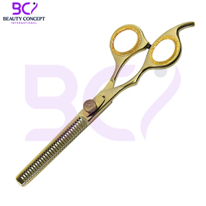 Ciseaux à effiler les cheveux 6.5 avec revêtement au plasma doré, fournisseur de qualité supérieure, ciseaux à effiler les cheveux sur mesure - Product Image 2