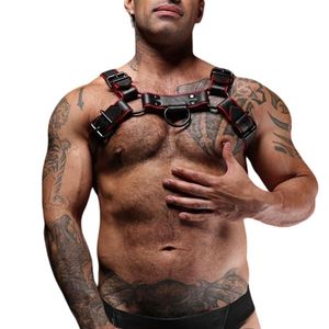 Harnais en cuir pour homme Hardline Bulldog rouge, ajustable, ajustement confortable sur la poitrine, cuir de qualité supérieure, vêtements de club - Product Image 1