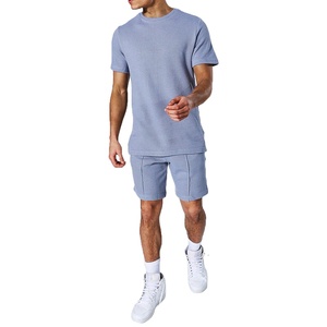 Conjunto de Dos Piezas para Hombre, Ligero, de Algodón, Camiseta de Manga Corta y Pantalones Cortos, Moda de Verano, Fabricante al por Mayor - Product Image 1