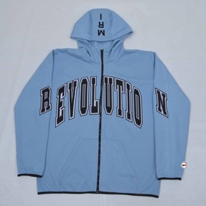 Men's <b>Light</b> Blue Hooded Zip-Up Sweatshirt Regular Fit Breathable Knitted Polyester Casual Autumn Wear <b>Letter</b> Print Front Pocket - Product Image 1