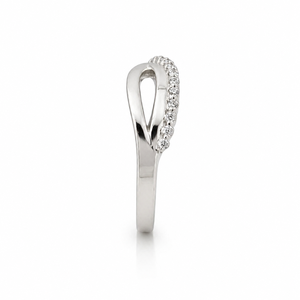 925 Sterling <b>Silver</b> Women's Twisted Infinity <b>Wave</b> <b>Ring</b> with Cubic Zirconia Minimalist Elegant High Polish Finish Daily Wear Wedd - Product Image 3