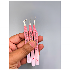 Nouvel ensemble de pinces à cils double embout couleur mate pour extensions de cils, outils pour extensions de cils à pointe en fibre - Product Image 5
