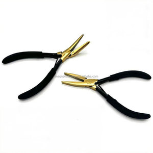 Flat Nose Hair <b>Extension</b> Pliers Custom Logo Black Gold Stainless Steel Micro-<b>beads</b> Pressing Curved Hair <b>Extension</b> Tools - Product Image 6