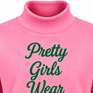 เสื้อสเวตเชิ้ตคอเต่า AKA Pink 1908 สำหรับผู้หญิง ปักลายตัวอักษรกรีก แขนยาว ชายเสื้อแบบริบ ทรงลำลอง - Product Image 5