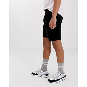 Men's <b>Black</b> <b>Corduroy</b> Bermuda Shorts Mid Waist Elastic Breathable Casual Style Solid Color Woven Fabric - Product Image 1