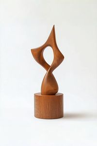 Sculpture de table en bois de luxe minimaliste moderne, motif vertical irrégulier fait main, plantes/fleurs pour salle à manger, décoration intérieure - Product Image 3