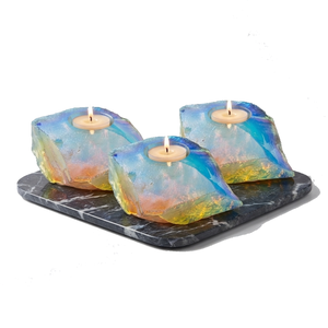 Portavelas de Piedra Natural Tallada a Mano de Opalita, Ágata y Piedras Preciosas para Sanación - Venta al por Mayor - Product Image 2