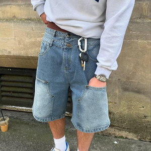 Pantalones Cortos de Mezclilla Cargo para Hombre al por Mayor, Personalizables, con Múltiples Bolsillos, Doble Cintura, Estilo Vintage Desgastado - Product Image 6