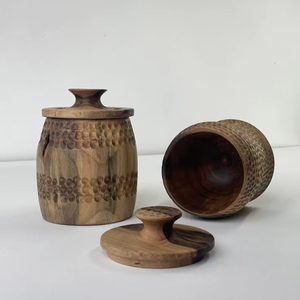 Mortier et pilon en bois d'acacia faits à la main - Ustensile de cuisine durable, résistant au lave-vaisselle et au four, pour broyer les épices - Product Image 1