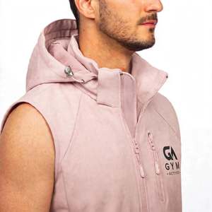 GA GYM ACTIVE Veste matelassée unisexe à capuche, fermeture éclair quart de tour, en polaire, coupe-vent, respirante, col montant, style sportif, pour l'automne, avec logo frontal - Product Image 3