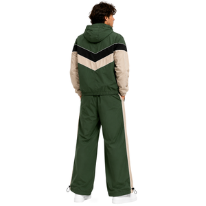 Blouson coupe-vent à empiècements contrastants et détails de passepoil pour hommes, avec capuche, et pantalon de jogging large personnalisé à ourlet cordonné léger - Product Image 2
