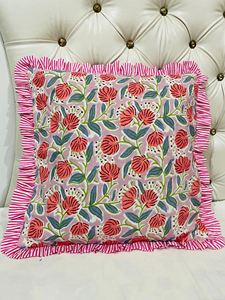 Best New Design Premium Handmade Quilted Cotton <b>Frill</b> Tote Bag Floral Print Spacious Shoulder Carry Market Grocery Travel Bag - Product Image 6