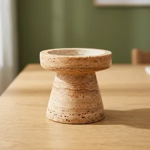 Brûle-encens rond en pierre, design rustique fait main pour table, décoration intérieure pour salon, toutes saisons - Product Image 3