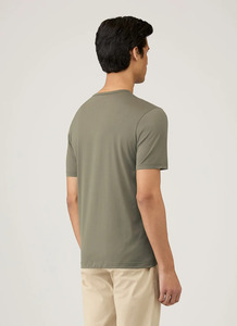 Men's Olive <b>Green</b> O-Neck Short Sleeve Cotton T-<b>Shirt</b> Regular Fit Casual Jersey Knit Solid Color Blank Design - Product Image 4