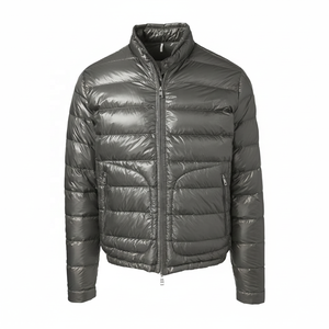 Blouson matelassé argenté pour homme, col montant, fermeture éclair, coupe-vent, rembourrage en polyester, tenue décontractée d'hiver 2026 - Product Image 1