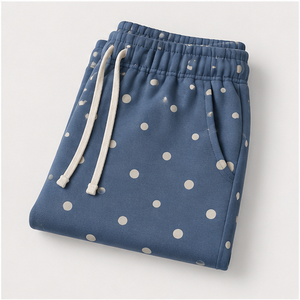 Shorts de détente surdimensionnés pour femmes, en denim bleu foncé à pois, avec cordon de serrage - Product Image 6