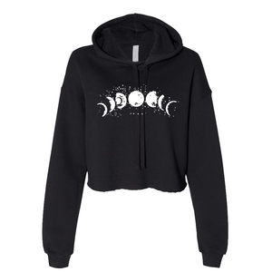 Sudadera Corta con Capucha para Mujer, con Estampado de Fase Lunar, Gris Oscuro, Informal, de Manga Larga, Tejida, con Logotipo Frontal, Estilo Otoñal - Product Image 4
