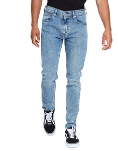 Jean slim homme sur mesure, taille mi-haute, imperméable, 100 % coton denim, coupe droite, blanc délavé, grandes tailles - Product Image 1