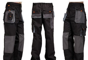 Combinaison de travail en coton pour hommes, résistante à l'abrasion, noire et grise, uniforme - Product Image 3