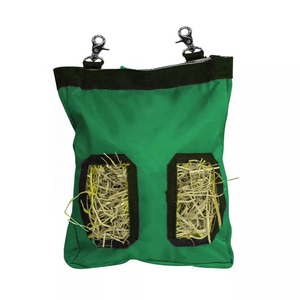 Pink Nylon Hay Bag With Two Feed Pockets And Metal <b>Clips</b> For Horse Feeding - Product Image 2