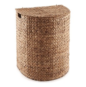 Natural Water Hyacinth Laundry Basket Corner <b>Hamper</b> with Lid Handwoven Straw Toy Clothes Storage Bin Home Organization Bulk - Product Image 3
