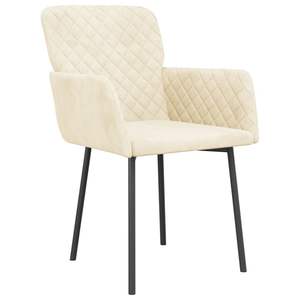 Ensemble de 2 chaises de salle à manger en velours crème 100% polyester avec contreplaqué métallique élégantes et durables - Product Image 3