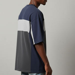 เสื้อยืดคอกลมโอเวอร์ไซส์สีสันตัดกัน ราคาส่งถูก สไตล์สตรีทแวร์ ใส่สบายสำหรับฤดูร้อน สำหรับผู้ชาย - Product Image 6