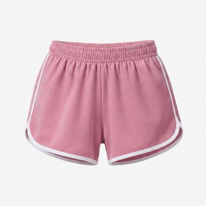Shorts de sport marron pour femme, taille mi-haute élastique, en polyester tricoté respirant, coupe régulière, couleur unie, style décontracté - Product Image 2
