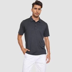 Chemise Homme Gris Foncé à Manches Courtes Couleur Unie Coupe Droite Tissu Toile Séchage Rapide Respirant Style Non-tissé Devant - Product Image 1
