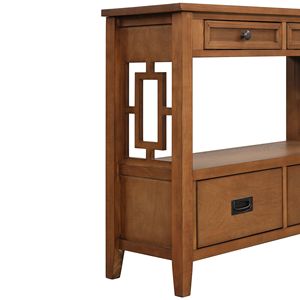 36-Inch Farmhouse <b>Pine</b> Wood Console <b>Table</b> with 4 Drawers and 1 Storage Shelf for Entryway Living Room or Bedroom - Product Image 6