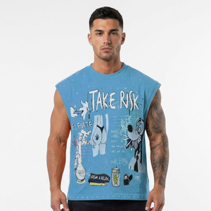 Débardeur de sport côtelé pour homme, 100 % polyester, respirant, anti-boulochage, séchage rapide, uni, personnalisable avec logo, idéal pour l'entraînement et le quotidien - Product Image 1
